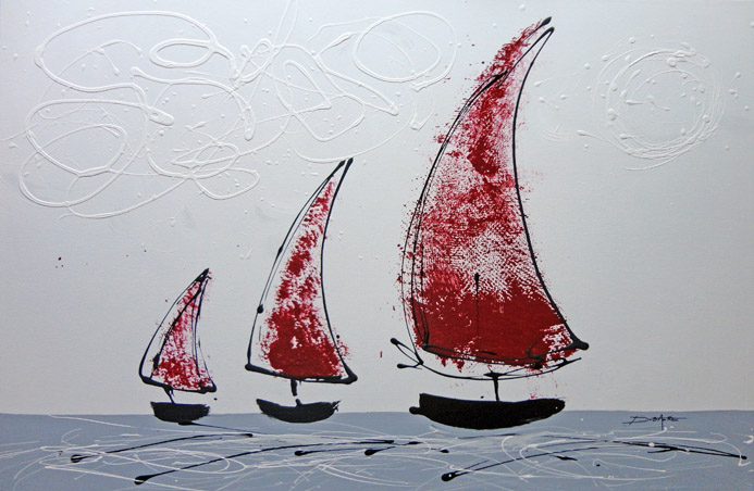 acrylic painting modern canvas boat
