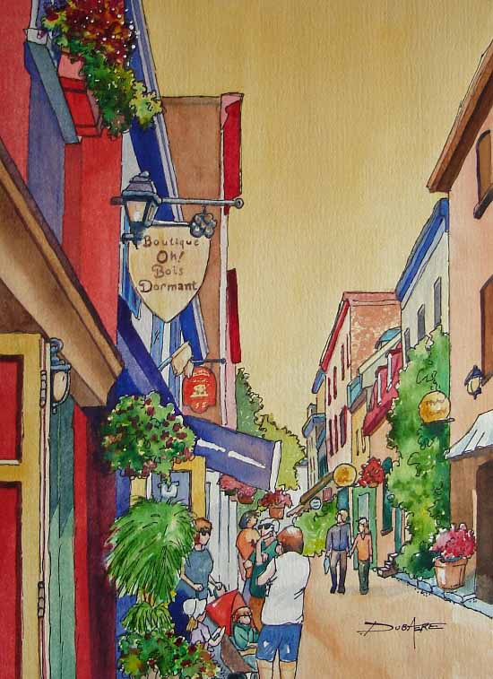 Painting watercolor urban scene