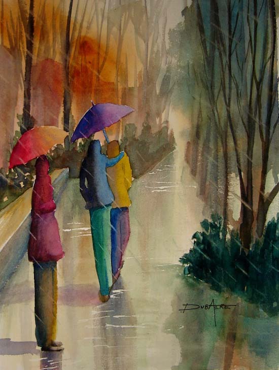 Painting watercolor umbrella rain Painting watercolor umbrella rain